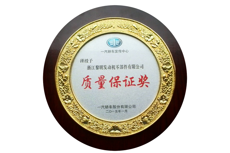 一汽轎車發(fā)傳中心質(zhì)量保證獎(jiǎng)(2015)